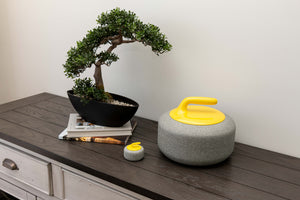 Curling Rock Keepsake Cremation Urn: Sweep to Heaven (Yellow)