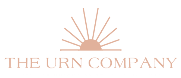 The Urn Company logo which features a rose gold sun with long sun rays
